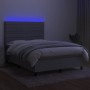 Cama box spring colchón y luces LED tela gris claro 140x190 cm de vidaXL, Camas y somieres - Ref: Foro24-3134949, Precio: 524...