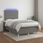 Cama box spring con colchón y LED tela gris oscuro 120x200 cm de vidaXL, Camas y somieres - Ref: Foro24-3135662, Precio: 409,...