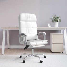 Silla de oficina reclinable masaje cuero sintético blanco en Sillas de oficina | Comprar online en Foru.es