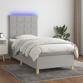 Cama box spring colchón y luces LED tela gris claro 90x200 cm de vidaXL, Camas y somieres - Ref: Foro24-3135405, Precio: 342,...