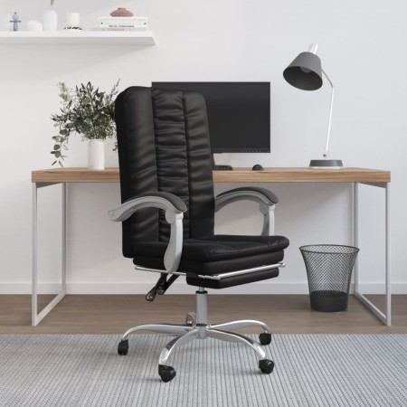 Silla de oficina reclinable cuero sintético negro en Sillas de oficina | Comprar online en Foru.es
