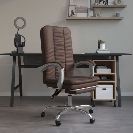Silla de oficina reclinable cuero sintético marrón en Sillas de oficina | Comprar online en Foru.es