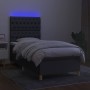 Cama box spring colchón y luces LED tela gris oscuro 80x200 cm de vidaXL, Camas y somieres - Ref: Foro24-3135630, Precio: 339...