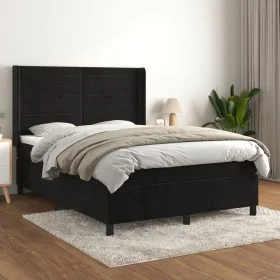 Box spring bed with black velvet mattress 140x190 cm by vidaXL, Beds and slatted bases - Ref: Foro24-3132737, Price: 453,28 €...