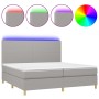 Cama box spring con colchón tela y LED gris claro 200x200 cm de vidaXL, Camas y somieres - Ref: Foro24-3135301, Precio: 638,0...