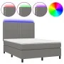 Box spring bed mattress and LED lights dark gray fabric 140x190 cm by vidaXL, Beds and slatted bases - Ref: Foro24-3134790, P...