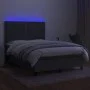 Box spring bed mattress and LED lights dark gray fabric 140x190 cm by vidaXL, Beds and slatted bases - Ref: Foro24-3134790, P...
