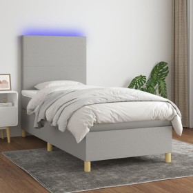 Cama box spring colchón y luces LED tela gris claro 80x200 cm de vidaXL, Camas y somieres - Ref: Foro24-3135229, Precio: 312,...