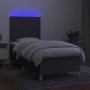 Cama box spring colchón y luces LED tela gris oscuro 80x200 cm de vidaXL, Camas y somieres - Ref: Foro24-3135310, Precio: 321...
