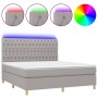 Cama box spring colchón y luces LED tela gris claro 160x200 cm de vidaXL, Camas y somieres - Ref: Foro24-3135685, Precio: 582...