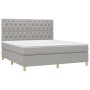 Cama box spring colchón y luces LED tela gris claro 160x200 cm de vidaXL, Camas y somieres - Ref: Foro24-3135685, Precio: 582...