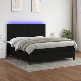 Cama box spring colchón y luces LED tela negro 180x200 cm de vidaXL, Camas y somieres - Ref: Foro24-3134895, Precio: 605,97 €...
