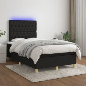 Cama box spring con colchón LED tela negro 120x200 cm de vidaXL, Camas y somieres - Ref: Foro24-3135663, Precio: 423,62 €, De...