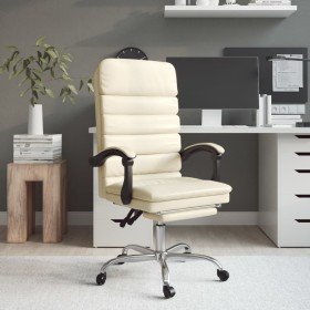 Silla de oficina reclinable masaje cuero sintético color crema en Sillas de oficina | Comprar online en Foru.es