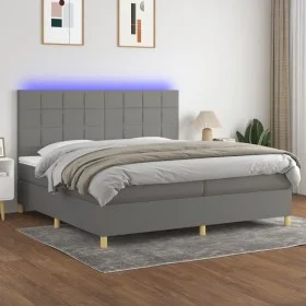 Cama box spring colchón y luces LED tela gris claro 200x200 cm de vidaXL, Camas y somieres - Ref: Foro24-3135462, Precio: 637...