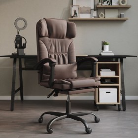 Silla de oficina reclinable cuero sintético marrón en Sillas de oficina | Comprar online en Foru.es