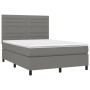 Cama box spring colchón y luces LED tela gris oscuro 140x190 cm de vidaXL, Camas y somieres - Ref: Foro24-3134950, Precio: 52...
