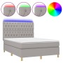 Cama box spring colchón y luces LED tela gris claro 140x200 cm de vidaXL, Camas y somieres - Ref: Foro24-3135677, Precio: 507...