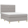 Cama box spring colchón y luces LED tela gris claro 140x200 cm de vidaXL, Camas y somieres - Ref: Foro24-3135677, Precio: 507...