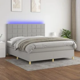 Cama box spring colchón y luces LED tela gris claro 160x200 cm de vidaXL, Camas y somieres - Ref: Foro24-3135445, Precio: 538...
