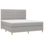 Cama box spring colchón y luces LED tela gris claro 160x200 cm de vidaXL, Camas y somieres - Ref: Foro24-3135445, Precio: 552...