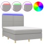 Cama box spring colchón y luces LED tela gris claro 140x200 cm de vidaXL, Camas y somieres - Ref: Foro24-3135357, Precio: 476...