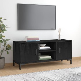 Mueble para TV madera maciza de pino negro 110x35x48 cm en Muebles TV | Comprar online en Foru.es