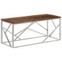 Mesa de centro de acero inoxidable plateado y madera maciza en Mesas de centro | Comprar online en Foru.es