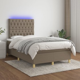 Cama box spring con colchón y LED tela gris taupe 120x200 cm de vidaXL, Camas y somieres - Ref: Foro24-3135665, Precio: 439,8...