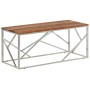 Mesa de centro acero inoxidable plateado y madera maciza acacia en Mesas de centro | Comprar online en Foru.es
