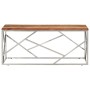 Mesa de centro acero inoxidable plateado y madera maciza acacia en Mesas de centro | Comprar online en Foru.es
