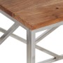 Mesa de centro acero inoxidable plateado y madera maciza acacia en Mesas de centro | Comprar online en Foru.es