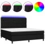 Box spring bed mattress and LED lights black fabric 160x200 cm by vidaXL, Beds and slatted bases - Ref: Foro24-3135127, Price...