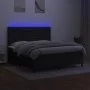 Box spring bed mattress and LED lights black fabric 160x200 cm by vidaXL, Beds and slatted bases - Ref: Foro24-3135127, Price...
