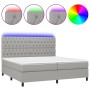 Cama box spring con colchón tela y LED gris claro 200x200 cm de vidaXL, Camas y somieres - Ref: Foro24-3135141, Precio: 703,4...