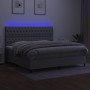 Cama box spring con colchón tela y LED gris claro 200x200 cm de vidaXL, Camas y somieres - Ref: Foro24-3135141, Precio: 703,4...