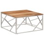 Mesa de centro acero inoxidable plateado y madera maciza acacia en Mesas de centro | Comprar online en Foru.es