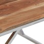 Mesa de centro acero inoxidable plateado y madera maciza acacia en Mesas de centro | Comprar online en Foru.es