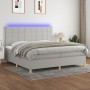 Cama box spring con colchón tela y LED gris claro 200x200 cm de vidaXL, Camas y somieres - Ref: Foro24-3135461, Precio: 640,7...