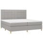 Cama box spring con colchón tela y LED gris claro 200x200 cm de vidaXL, Camas y somieres - Ref: Foro24-3135461, Precio: 640,7...