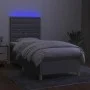 Cama box spring colchón y luces LED tela gris claro 90x190 cm de vidaXL, Camas y somieres - Ref: Foro24-3135717, Precio: 326,...