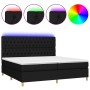 Cama box spring colchón y luces LED tela negro 200x200 cm de vidaXL, Camas y somieres - Ref: Foro24-3135703, Precio: 686,77 €...