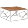 Mesa de centro acero inoxidable y madera maciza acacia plateado en Mesas de centro | Comprar online en Foru.es