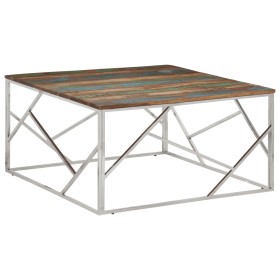 Mesa de centro acero inoxidable y madera reciclada plateado en Mesas de centro | Comprar online en Foru.es