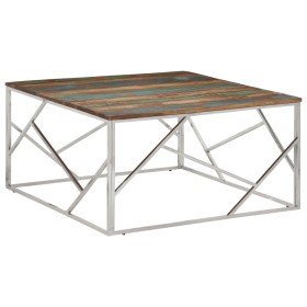 Mesa de centro acero inoxidable y madera reciclada plateado en Mesas de centro | Comprar online en Foru.es
