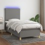 Cama box spring colchón y luces LED tela gris oscuro 80x200 cm de vidaXL, Camas y somieres - Ref: Foro24-3135230, Precio: 331...