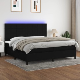 Cama box spring colchón y luces LED tela negro 200x200 cm de vidaXL, Camas y somieres - Ref: Foro24-3134903, Precio: 652,58 €...