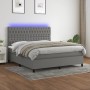 Cama box spring colchón y luces LED tela gris oscuro 160x200 cm de vidaXL, Camas y somieres - Ref: Foro24-3135126, Precio: 60...