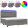 Cama box spring colchón y luces LED tela gris oscuro 160x200 cm de vidaXL, Camas y somieres - Ref: Foro24-3135126, Precio: 60...