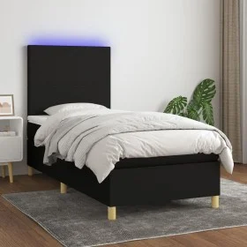 Cama box spring colchón y luces LED tela negro 80x200 cm de vidaXL, Camas y somieres - Ref: Foro24-3135231, Precio: 293,57 €,...